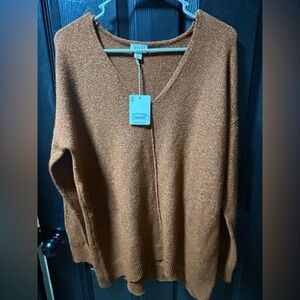 a.n.a Women's Tan V-Neck Sweater